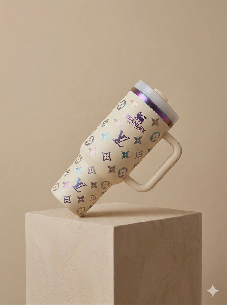 40oz Tumbler with Handle and Straw - Coffee