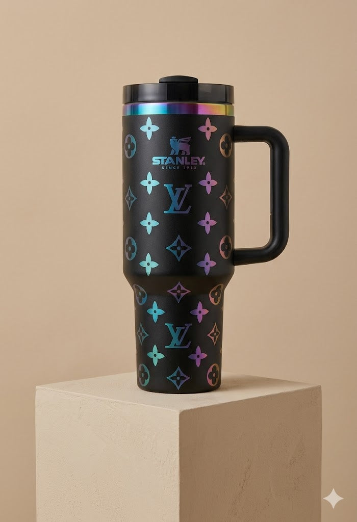 40oz Tumbler with Handle and Straw - Coffee